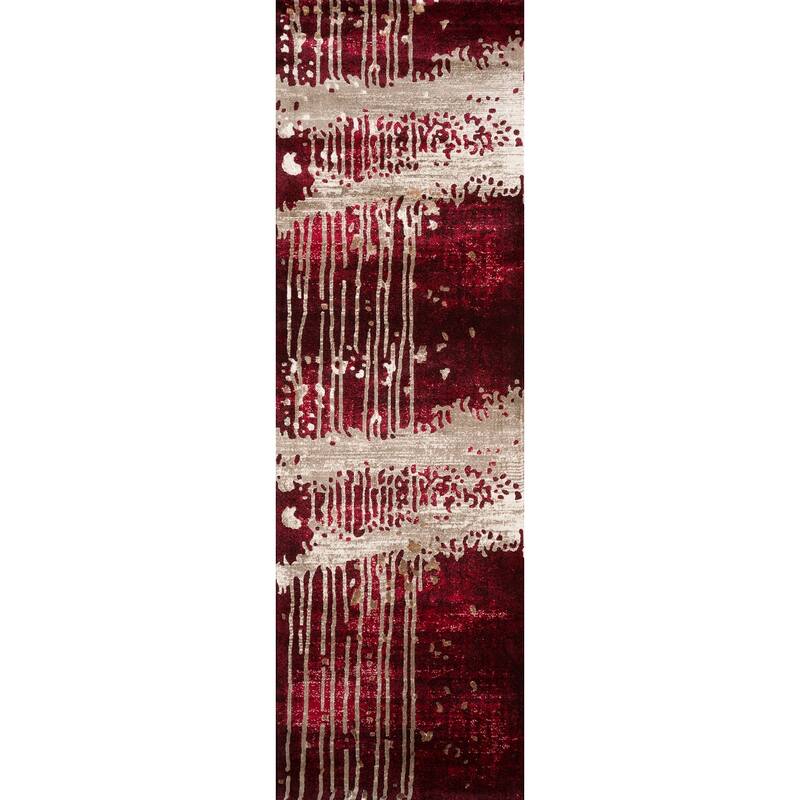 Momeni Monterey Polyester Blend Contemporary Abstract Area Rug - 2' 3" x 7' 6" - Red - Runner/Rectangle