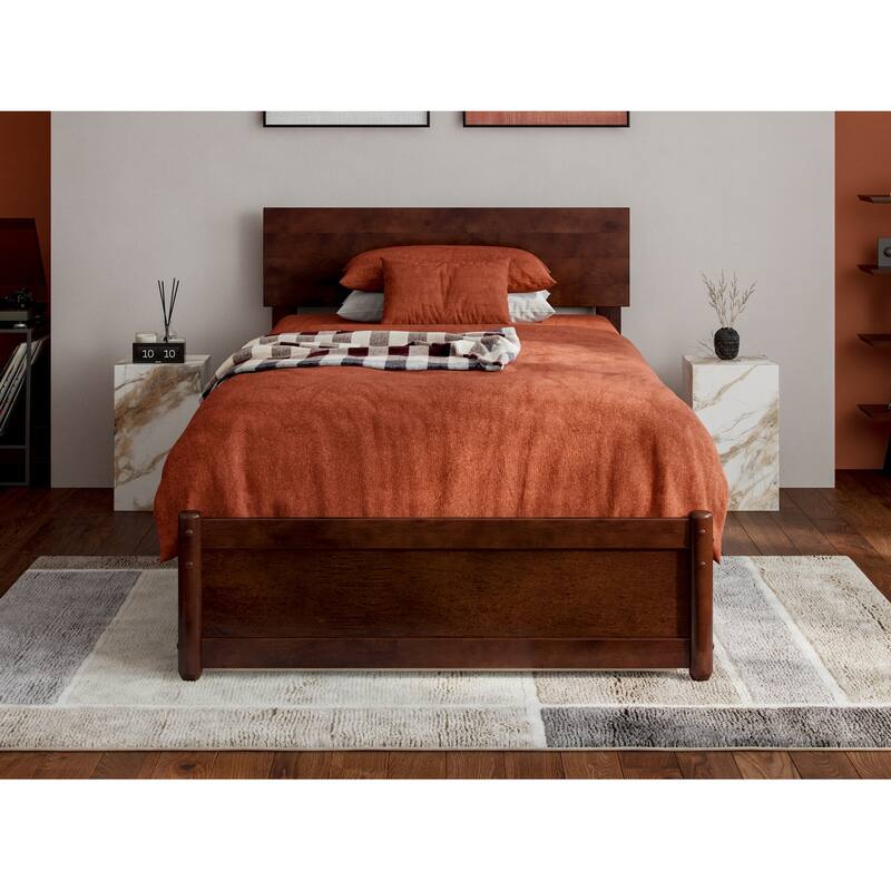 Wesley Platform Bed with Panel Footboard and Twin XL Trundle