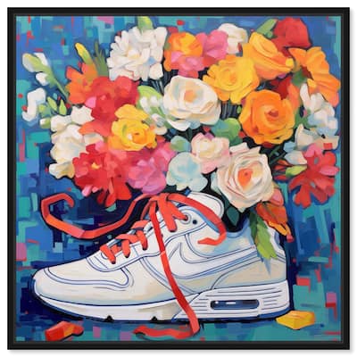 Whimsical Sneaker with Flowers Canvas by Art Remedy