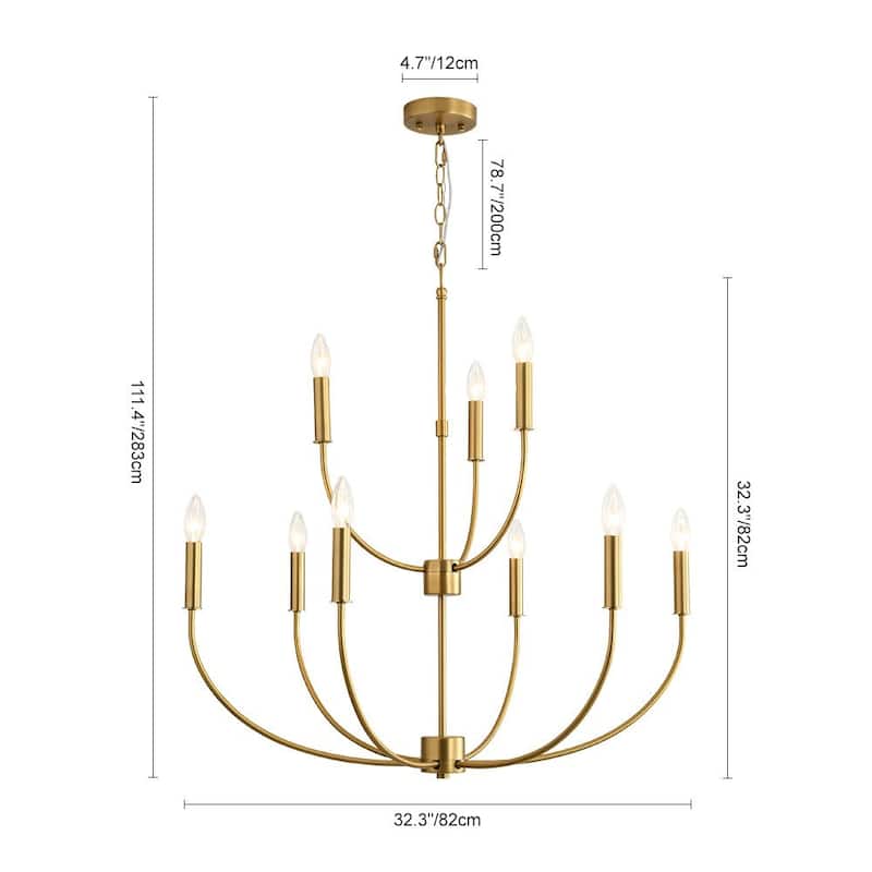 Modern Farmhouse 9-Light Candle Style Tiered Entryway Chandelier - 32.3 in