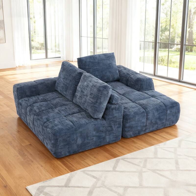 L-Shaped Sectional Sofa with Chaise Lounge, Oversized Chenille Upholstered Sofa, Compression Sofa with Removable Pillows