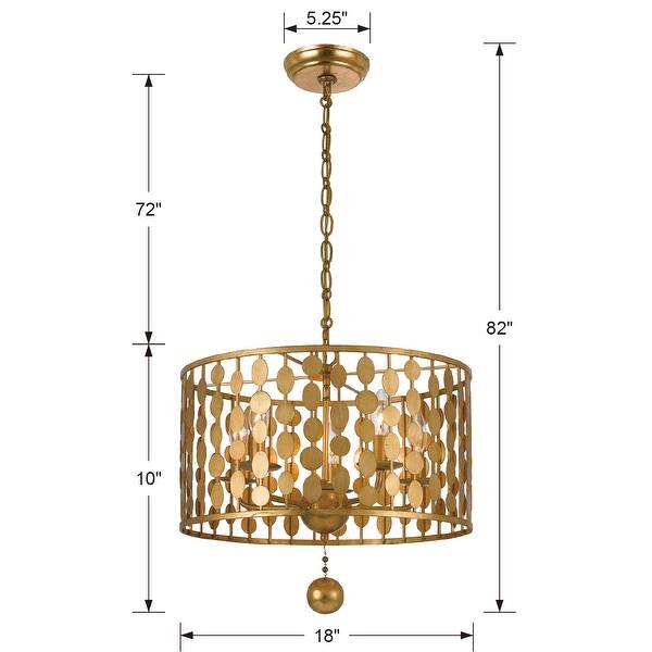 Layla 5 Light Antique Gold Chandelier - 18'' W x 17'' H