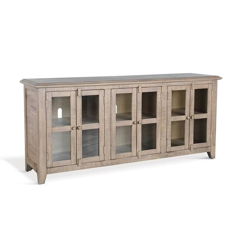 Rena TV Media Entertainment Console, Adjustable Shelves, 70 Inch Gray