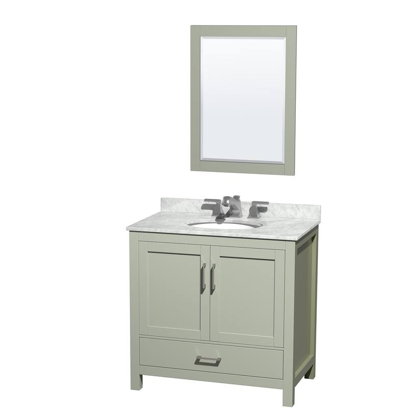 Wyndham Collection WCS141436SUNOM24 Sheffield 36" Free Standing Single - Light Green / Brushed Nickel Hardware - Painted