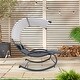 preview thumbnail 31 of 37, Outdoor Double Chaise Lounge Chair Rocking Lounger with Sunshade Canopy - 54.5"W*67.3"D*65.7"H