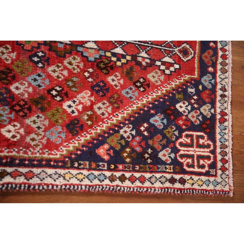 Shiraz Persian Vintage Area Rug Handmade Wool Carpet - 3'1"x 4'3"