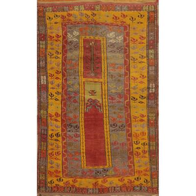 Hand Knotted Oriental 100% Wool Carpet Transitional Tribal Oranges & Rust Anatolian Area Rug - 5' 2'' X 3' 8''