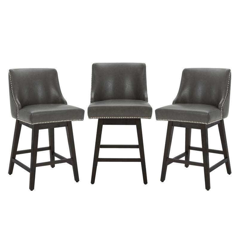 Spruce & Spring Oliver Counter Height Swivel Barstool Set - Set of 3 - Retro Grey - Counter Height