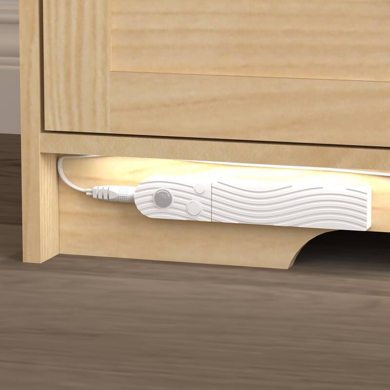 4 Doors Wardrobe Closet with Mirror, LED Wardrobe with Doors and 2 Drawers, Wooden Wardrobe Storage Cabinet with Hanging Rod