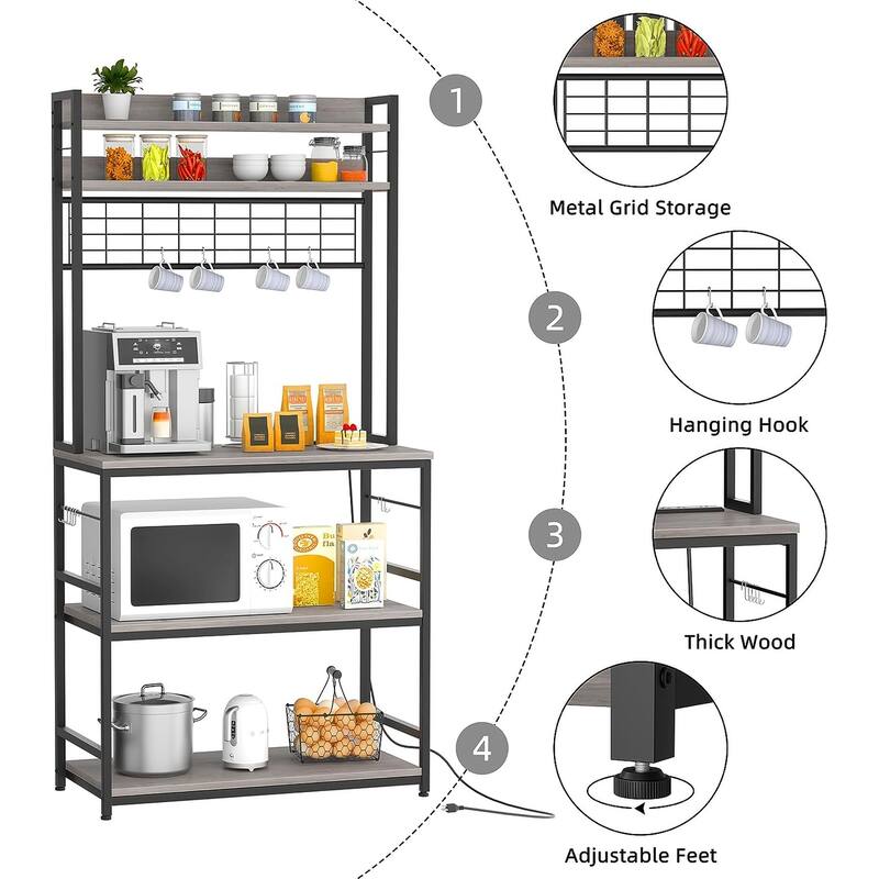 Futzca Kitchen Bakers Rack, Microwave Stand, Coffee Bar