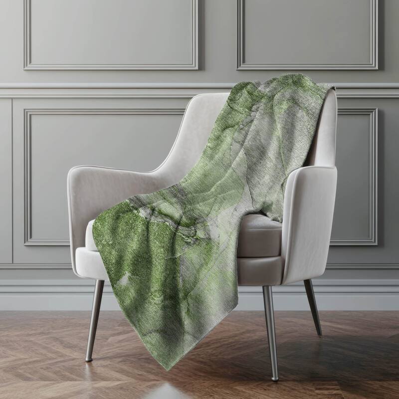 Premium Machine Washable Contemporary Sherpa Throw Blanket - Olive - 4'2" x 5'10"
