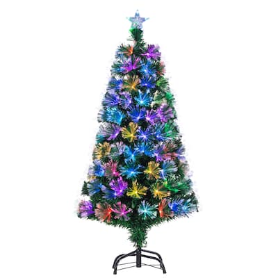 4 Foot High Fiber Optic Color Changing Tree - N/A