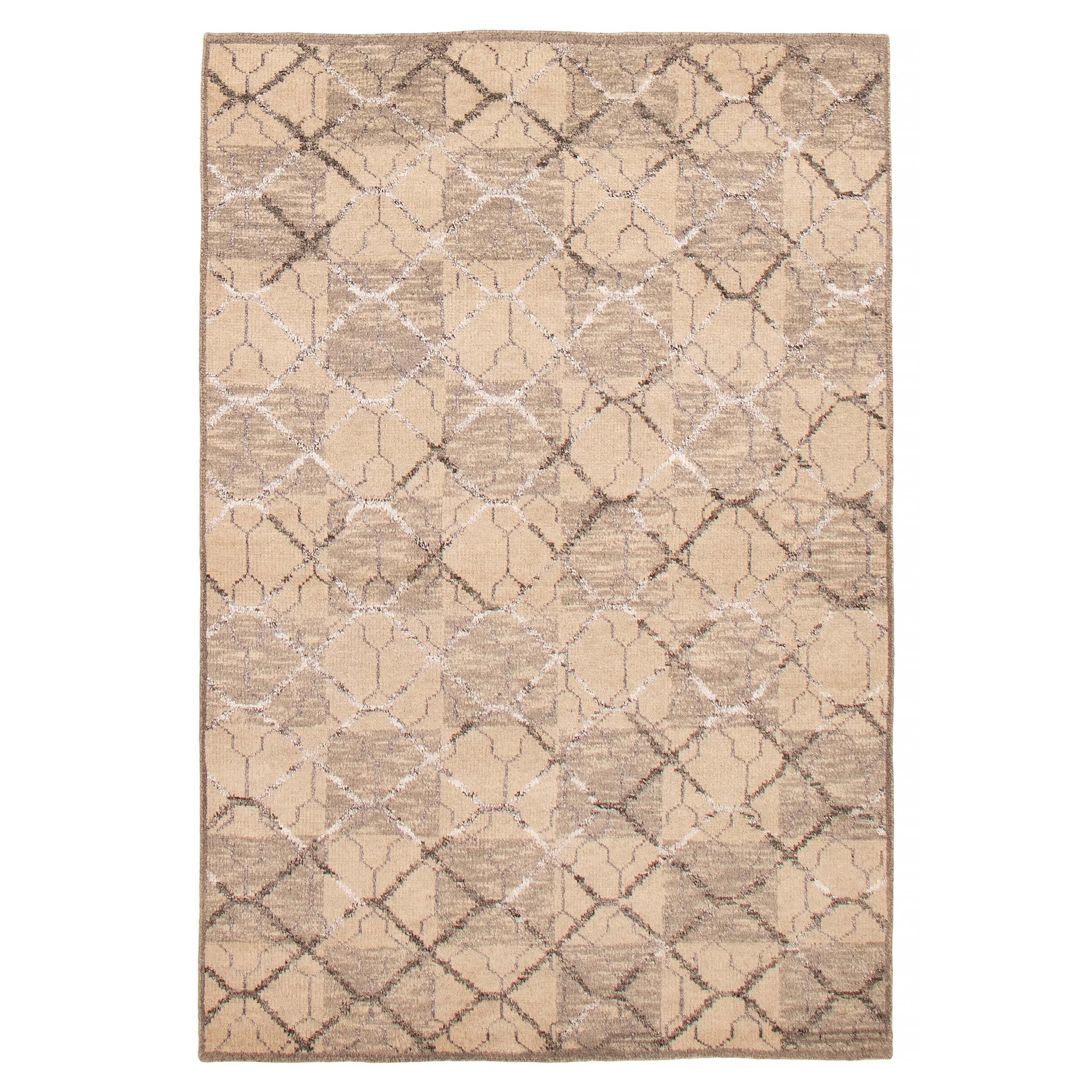 ECARPETGALLERY Hand-knotted Tangier Ivory Silk, Wool Rug - 5'2 x 7'9