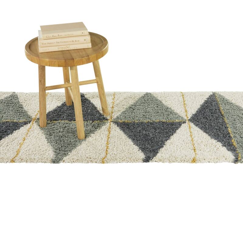Balta Levine Modern Geometric Shag Area Rug - 2'2" x 7' Runner - Navy