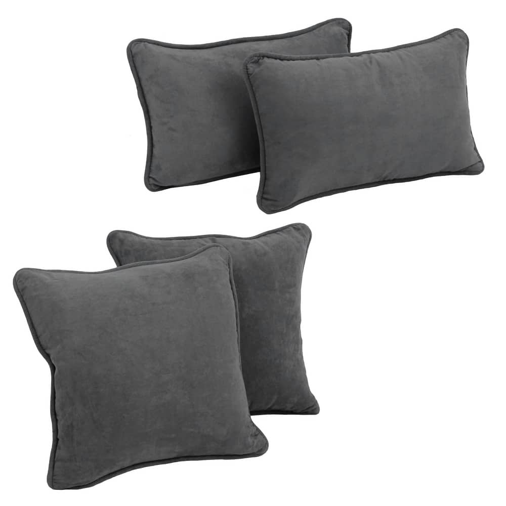 Blazing Needles Delaney Microsuede Throw Pillow Set (Set of 4)