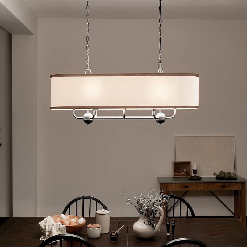 Kichler Lighting Heddle 42 inch 8-Light Linear Chandelier Beech and Anvil Iron