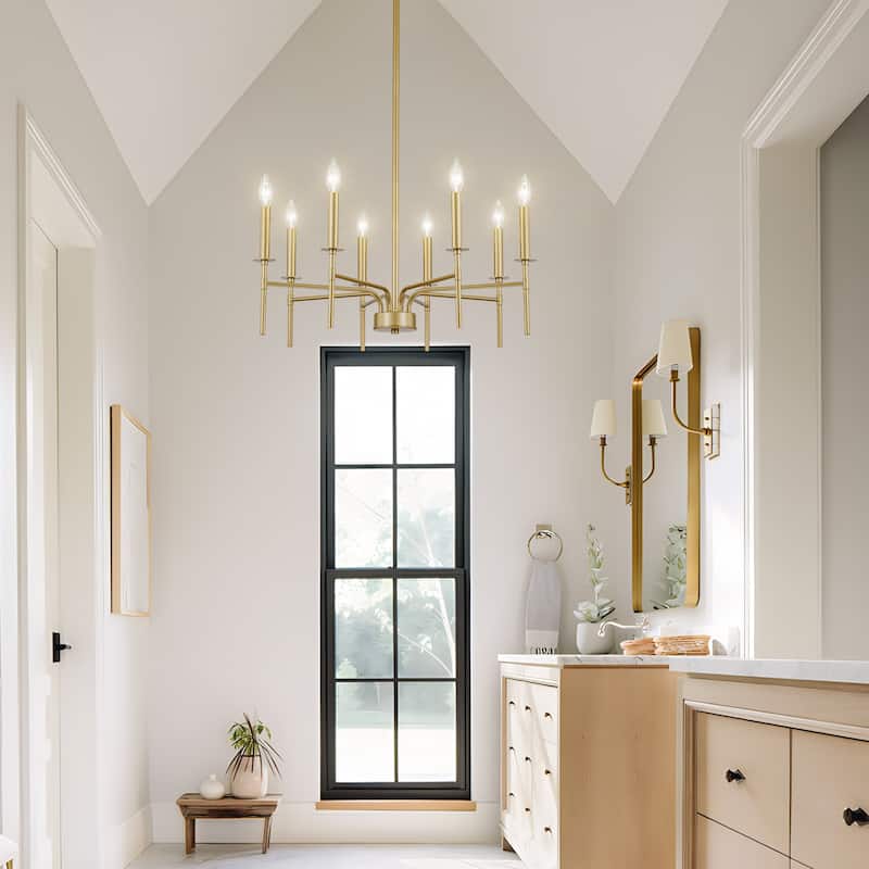 Starsky 8-Light 27'' Traditional Classic Candle Farmhouse Chandelier