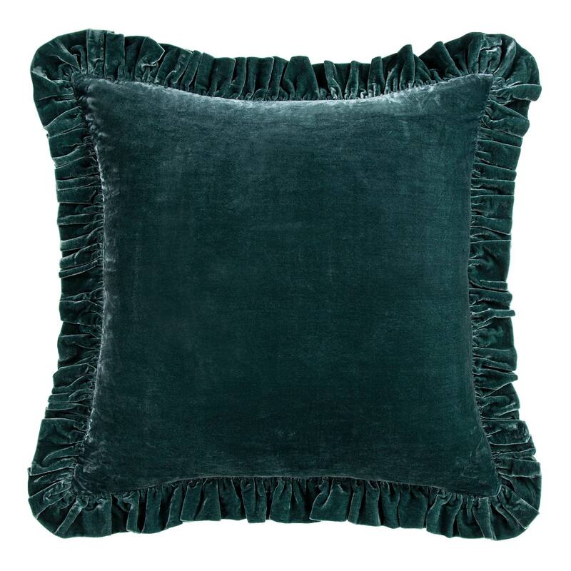 HiEnd Accents Stella Faux Silk Velvet Romantic Western Ruffled Euro Sham, 27"x27"