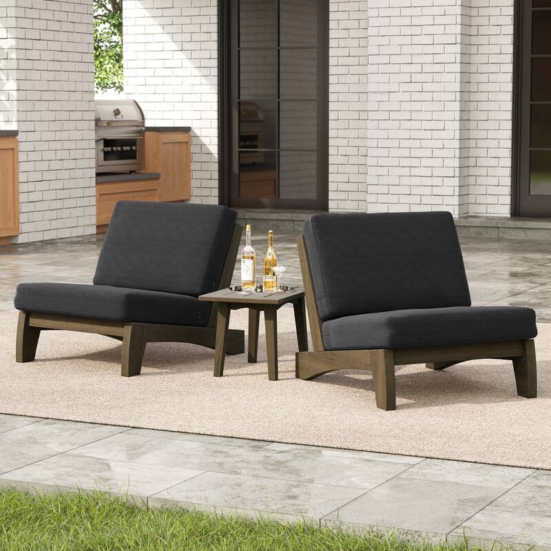 4 Set Outdoor Patio Teak Wood Club Chairs Loveseat with Coffee Table