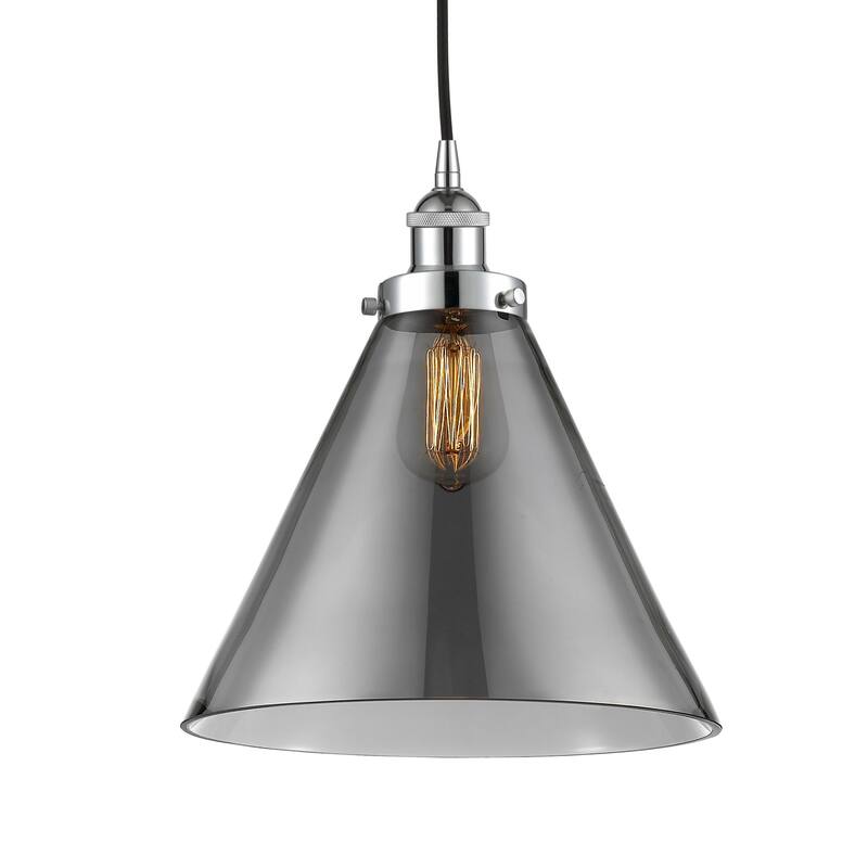 Innovations Lighting 616-1PH-15-12-L Cone Pendant Cone 12" Wide - Polished Chrome / Plated Smoke