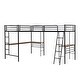 preview thumbnail 12 of 13, Twin Size Metal Loft Bed with Two Built-in Desks, 2 Beds in 1, Black