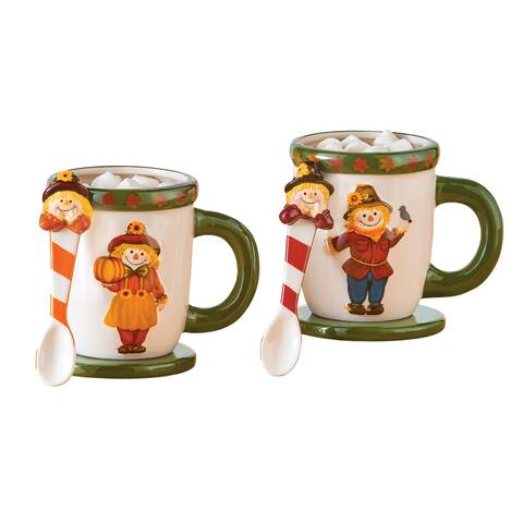6-Piece Scarecrow Mugs, Coasters, & Spoons Set - 10.130 x 7.500 x 7.250