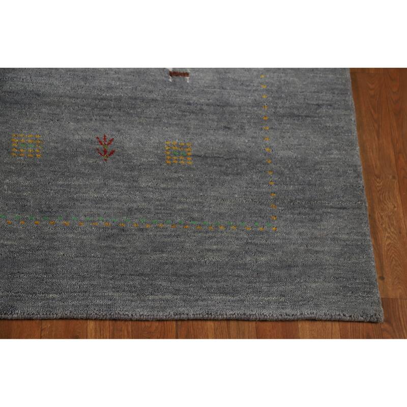 Hand Knotted Oriental 100% Wool Carpet Tribal Animal Pictorial Greys & Charcoal Gabbeh Area Rug - 7' 9'' X 5' 9''