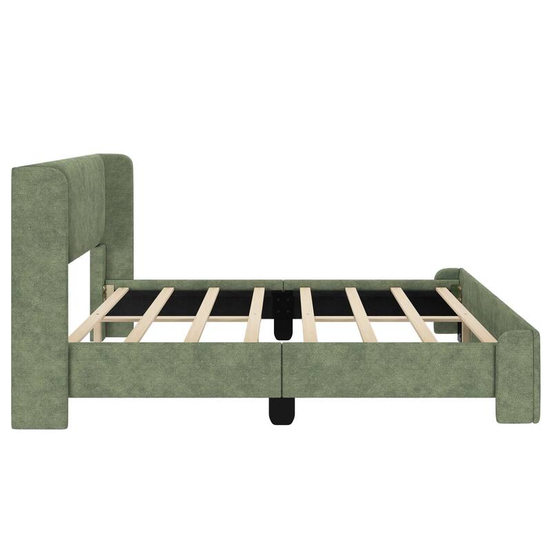 Max and Lily Full-Size Upholstered Bed with Rectangular Headboard