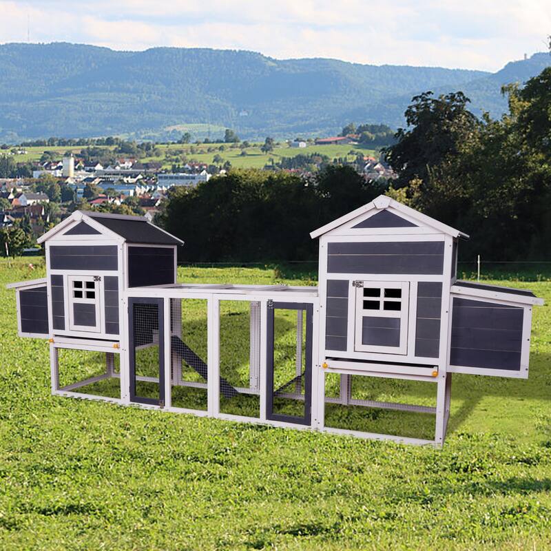 Wooden Chicken Coop Bunny Hutch with Door, Removable Ramp