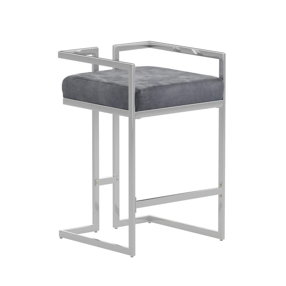 Tanner Velvet Upholstered Chrome Finish Metal Barstool (Set of 2) by iNSPIRE Q Bold