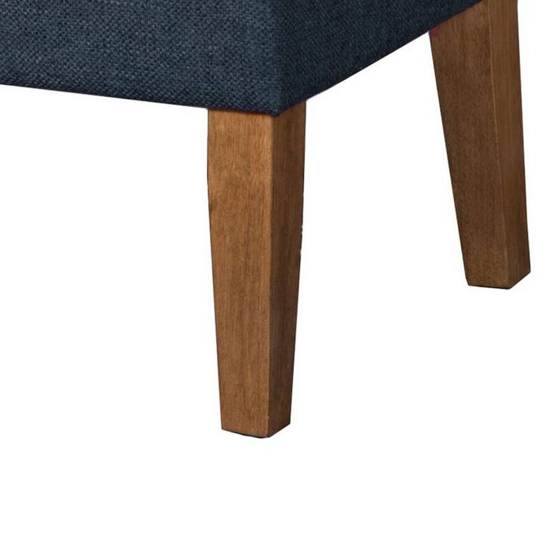 Fabric Upholstered Wooden Bench with Lift Top Storage, Navy Blue