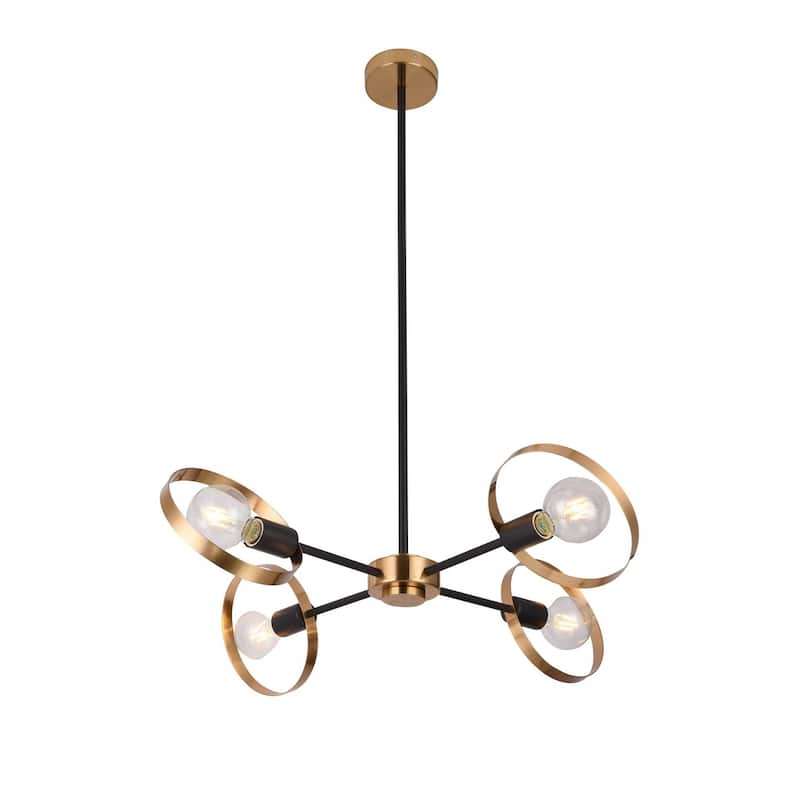 4 Light Black Metal Ceiling Fixture with Adjustable Arms