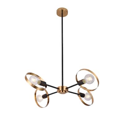 4 Light Black Metal Ceiling Fixture with Adjustable Arms