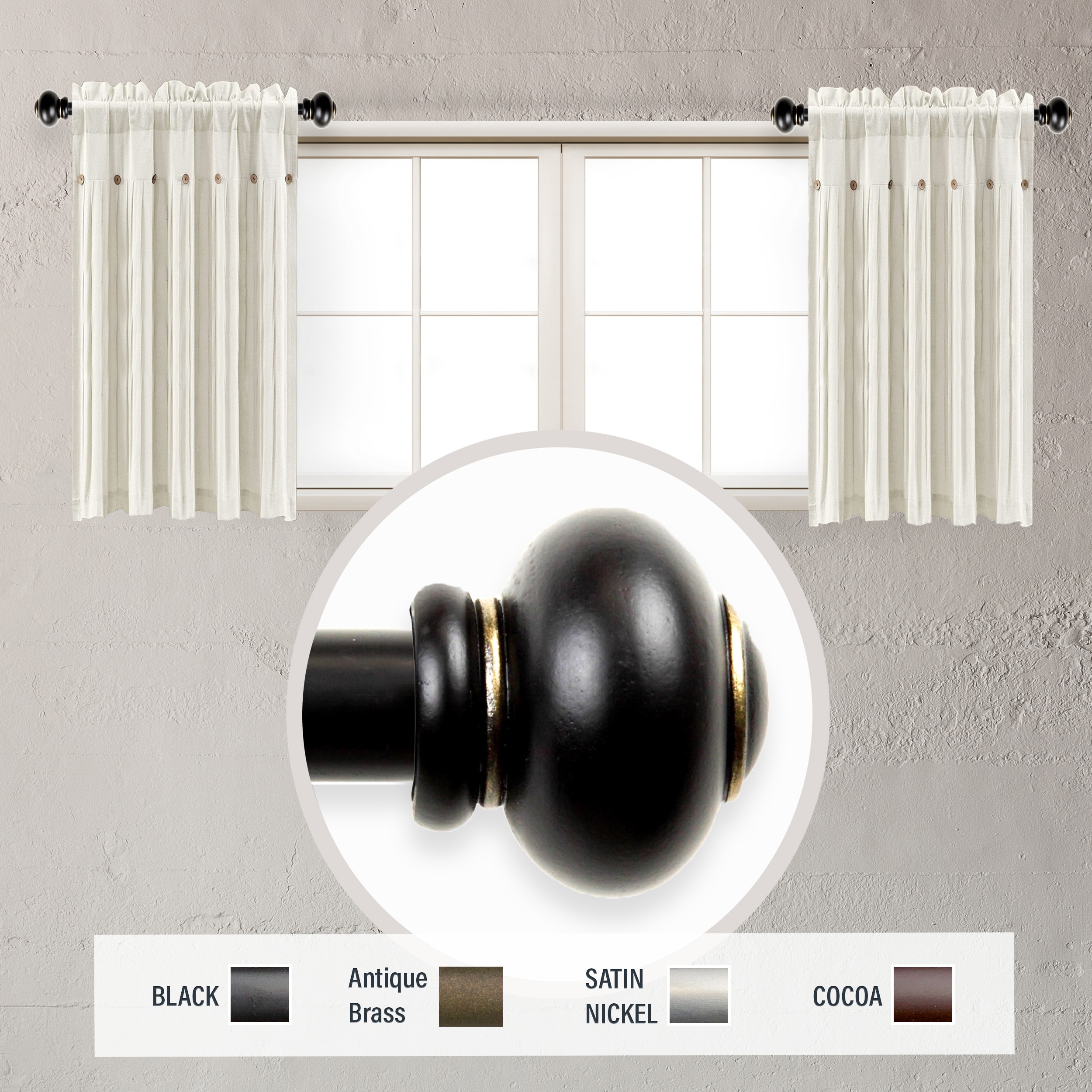 InStyleDesign Monroe 5/8 inch dia. Side Curtain Rod 12-20 inch long (Set of 2)