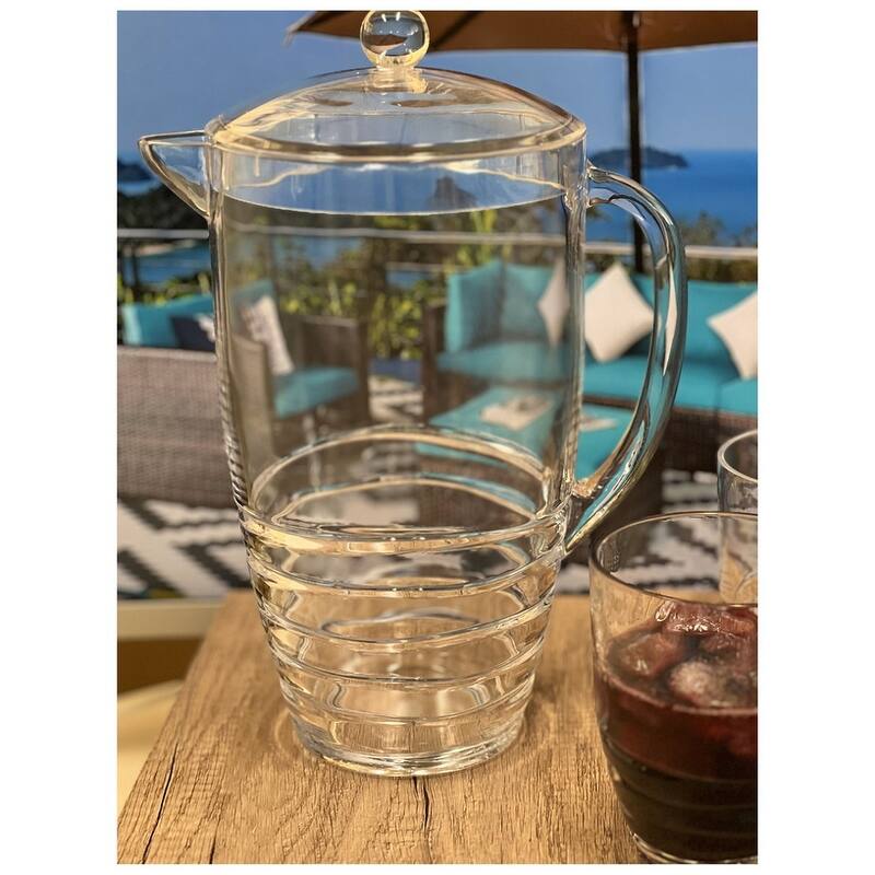 Water Pitcher with Lid, Swirl Unbreakable Plastic Pitcher
