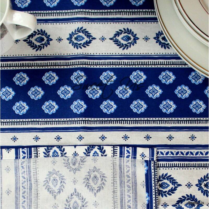 Wipeable Stain Resistant French Chateau Cotton Floral Tablecloth