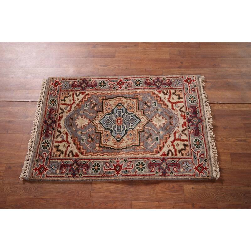 Gray Heriz Serapi Indian Accent Rug Handmade Oriental Wool Carpet - 2'0" x 3'0"