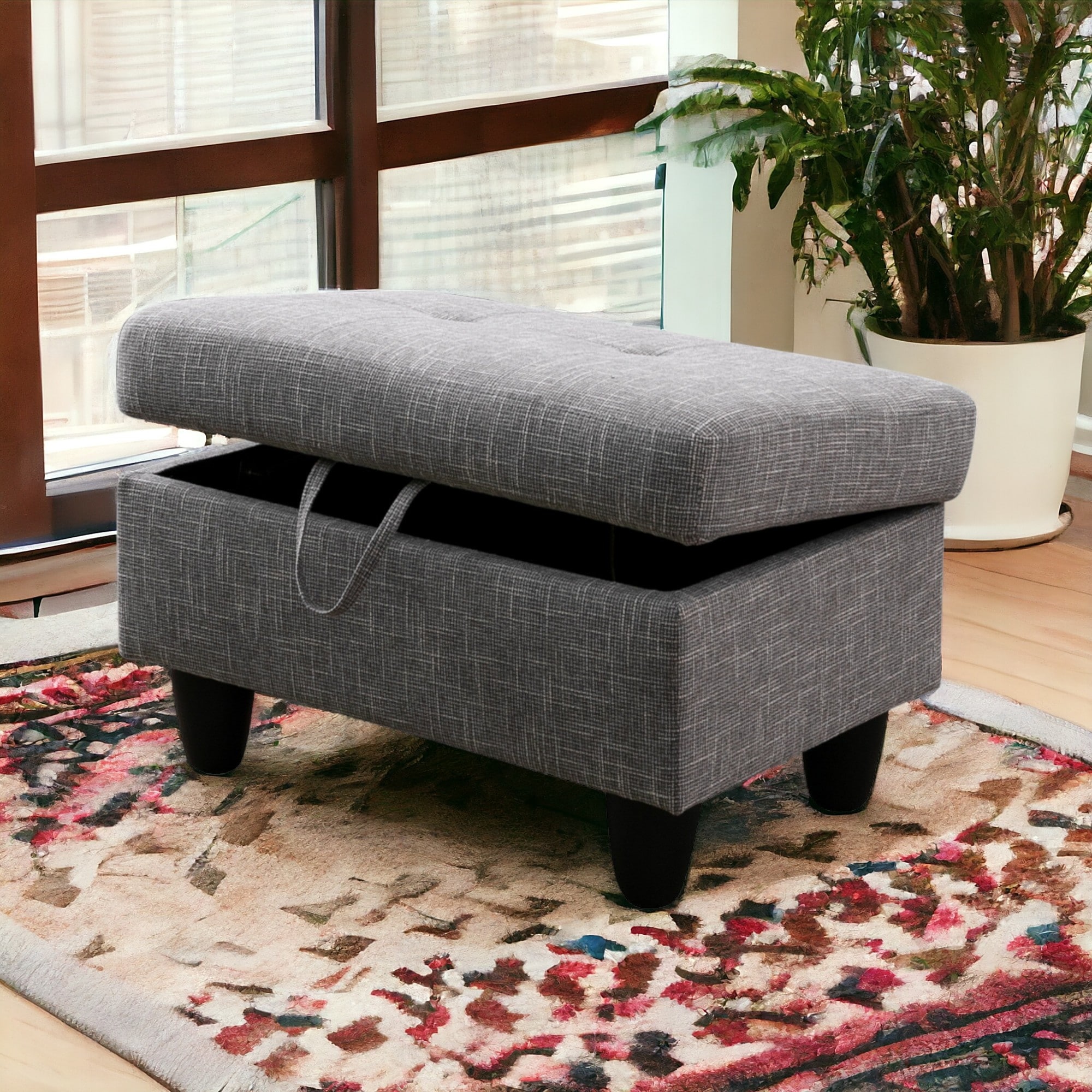 KISRAIS 28.5" Wide Upholstered Storage Ottoman