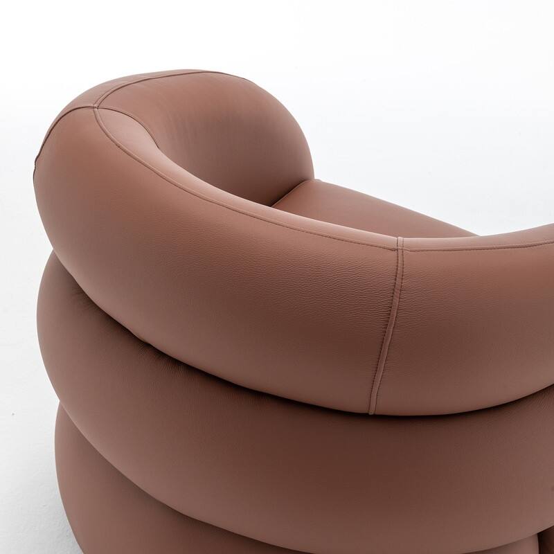 SEYNAR Modern Glam PU Leather 360 Degree Swivel Accent Armchair with Metal Base