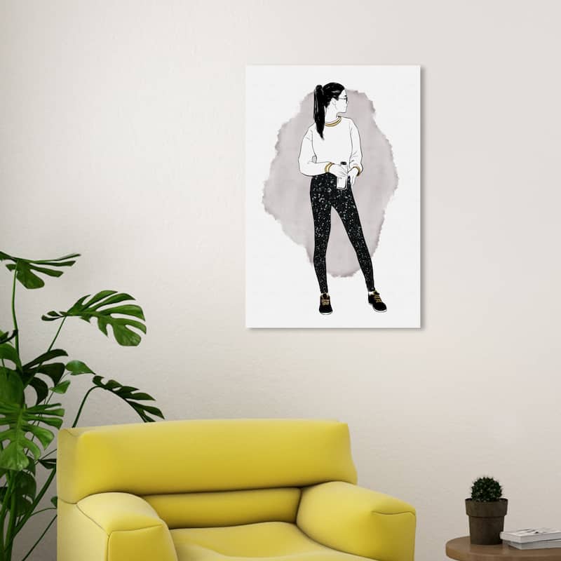 Wynwood Studio Canvas Fashion and Glam Sporty Style White and Metallic Black Glam Wall Art Canvas Print - 30 x 20