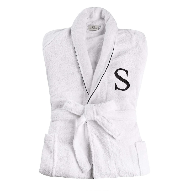 Superior 100% Cotton Embroidered Adult Unisex Luxury Bathrobe - Small-Medium - Letter S