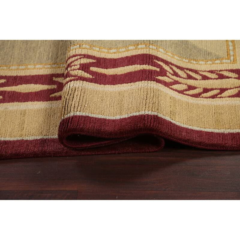 Geometric Vegetable Dye Nepalese Oriental Area Rug Wool Hand-knotted - 8'4" x 10'3"