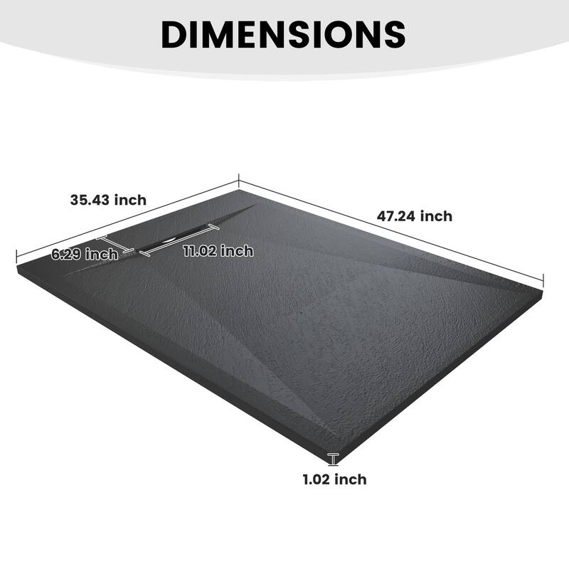 SMC Alcove Shower Pan Base with Reversible Drain, Low Profile, Wheelchair Access, Slip-Resistant, cUPC Certified