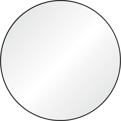 40" Black and Clear Round Framed Wall Mirror