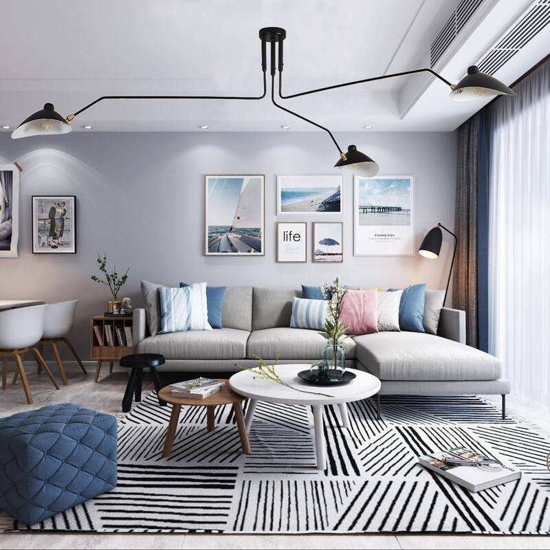 Modern Black Chandelier 3 arm Chandelier Mid Century Chandelier.