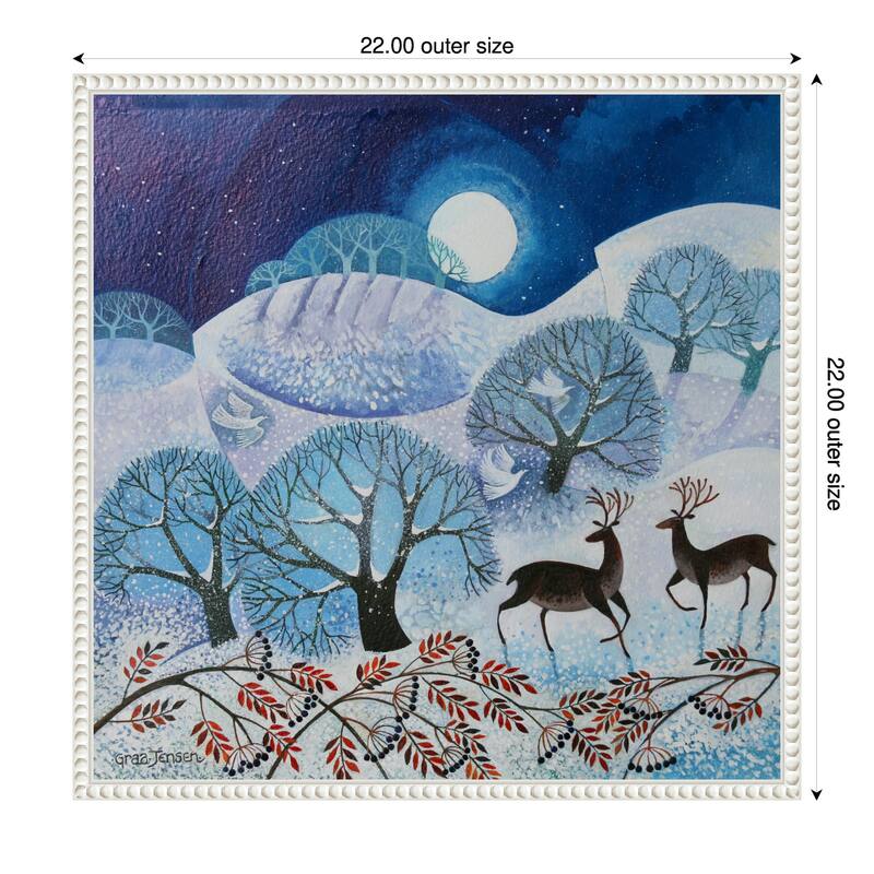 Snowy Land by Lisa Graa Jensen (22 x 22 in.), Framed Canvas Wall Art Print - Sylvie Beaded White