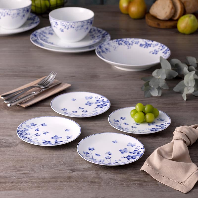 Noritake Bloomington Road Blue Set of 4 Bread & Butter/Appetizer Plates, 6.25"