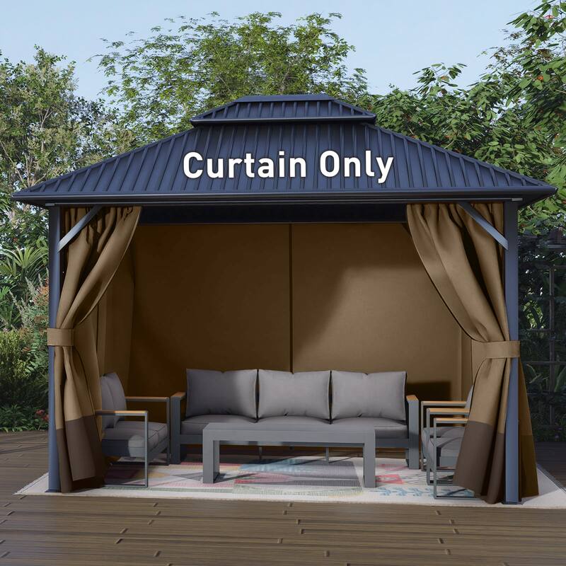 Aoodor Gazebo Curtain Replacement - Universal 4-Panel Sidewalls 10' x 13', Curtain Only