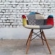 preview thumbnail 4 of 9, Set of 2 Multi Color Modern Upholstered Fabric Multi-Pattern Patchwork Chair Light Natural Eiffel Wood Leg Dining Room