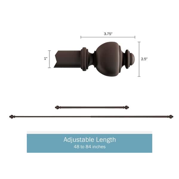 dimension image slide 1 of 6, 1-Inch Decorative Modern Urn Finial Curtain Rod by Lavish Home